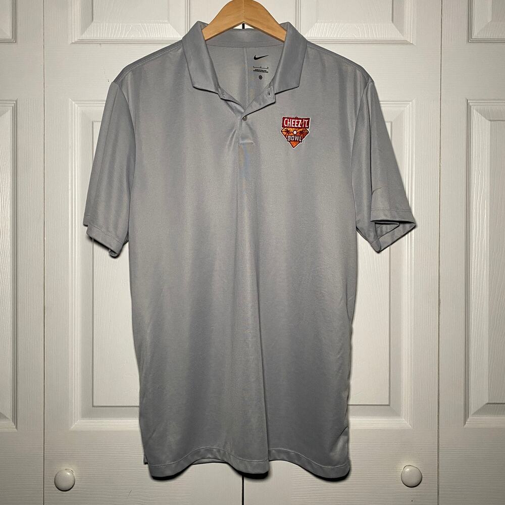 Nike Mens Cheez-It Bowl Golf Polo Shirt Large Gray Short Sleeve (AA1854-012)